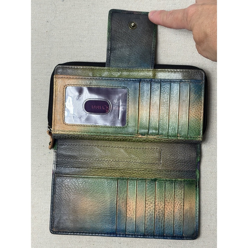 Anuschka Hand-Painted Multicolor Cat Floral Wallet - Picture 6 of 9